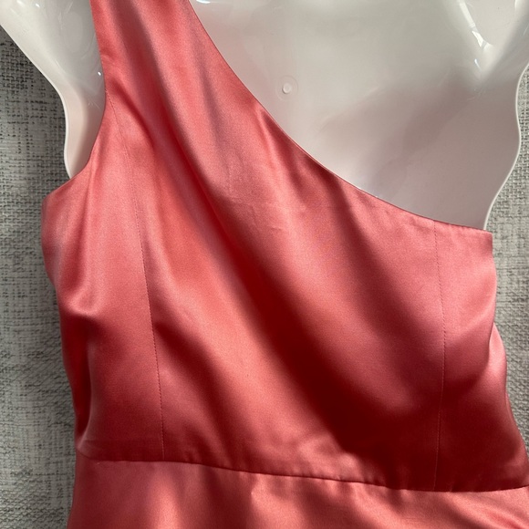 J.Crew rose pink satin one shoulder dress. Pleaded shoulder and opposite side. - Picture 6 of 7
